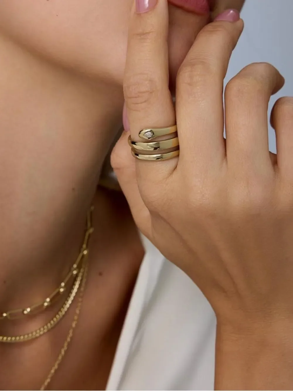 Open Wrap Ring - 14K Gold Plated Snake Ring
